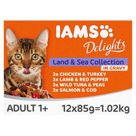 Picture of Iams Delights Land & Sea Cat Food in Gravy 12 x 85g
