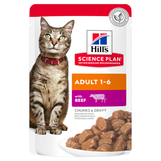 Picture of Hills Science Plan Adult Cat with Beef Pouch x  12 x 85g